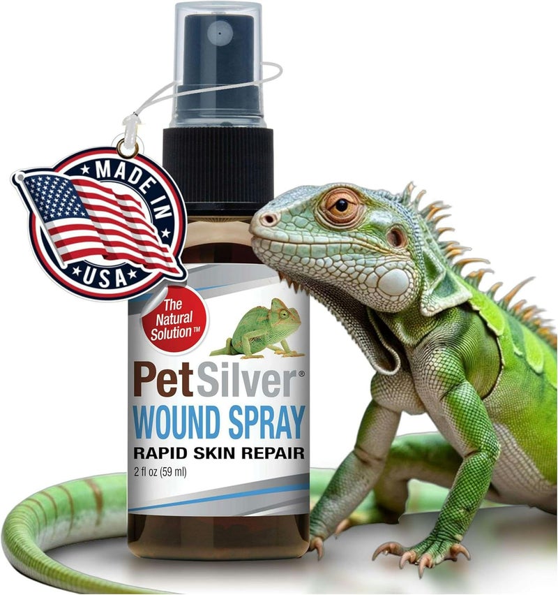 PetSilver Reptile Wound Spray with Chelated Silver – Reptile Wound Care for Snakes, Lizards, Geckos – Burns, Sores, Irritations & Scale Rot Treatment – Non-Toxic & Safe – Made in USA – 2 fl oz - Image 1